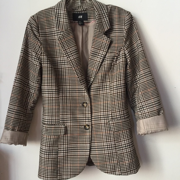 H&M Jackets & Blazers - H&M Tan Plaid Blazer